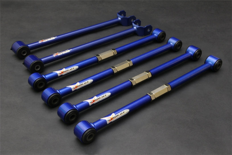 Hardrace Adjustable Rear Arms, Hardened Rubber Bushes, 6pc Set - Corona T190, Exsior 94-97