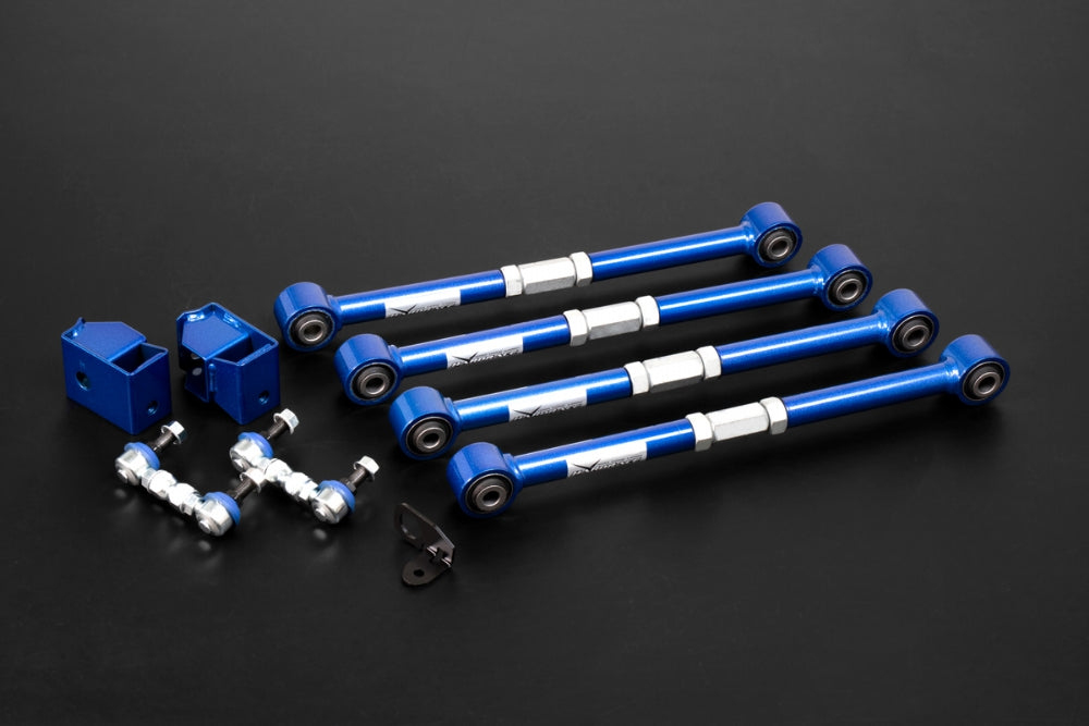 Hardrace Adjustable Rear Lateral Links, Hardened Rubber Bushes, 8pc Set - Impreza GC / GG, Legacy BD / BH