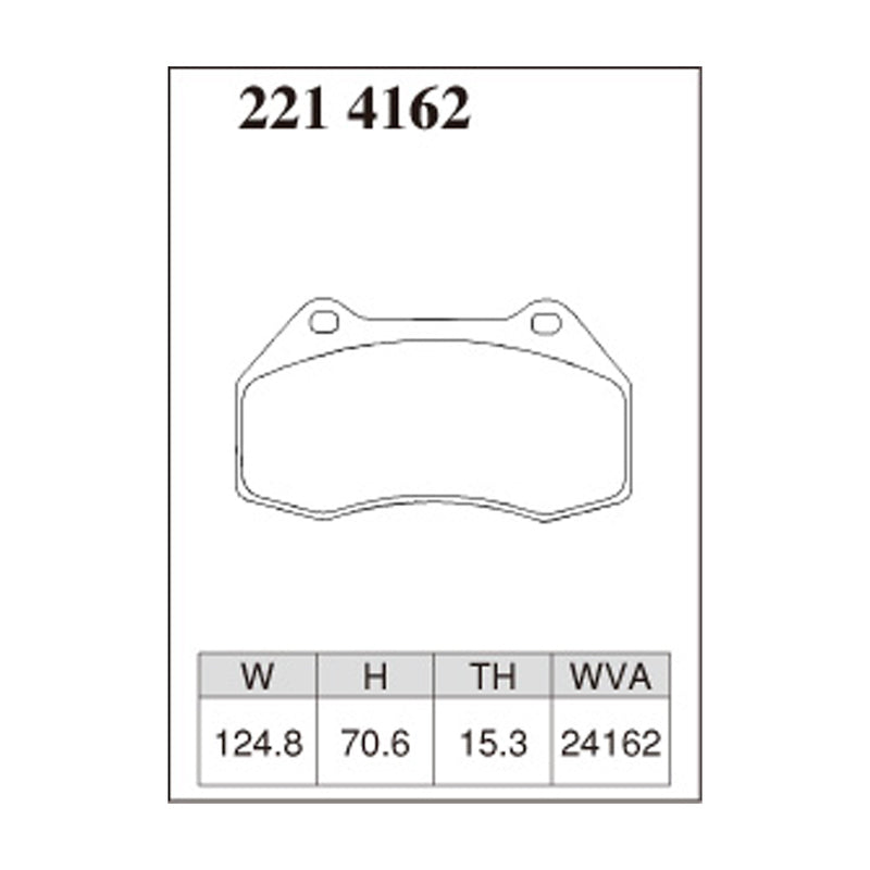 Dixcel Specom Alpha Brake Pads - Front - Clio III RS / Megane II 2.0 RS / Alpine A110 - pad shape diagram