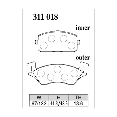Dixcel ES Type Brake Pads - Front - Starlet KP61