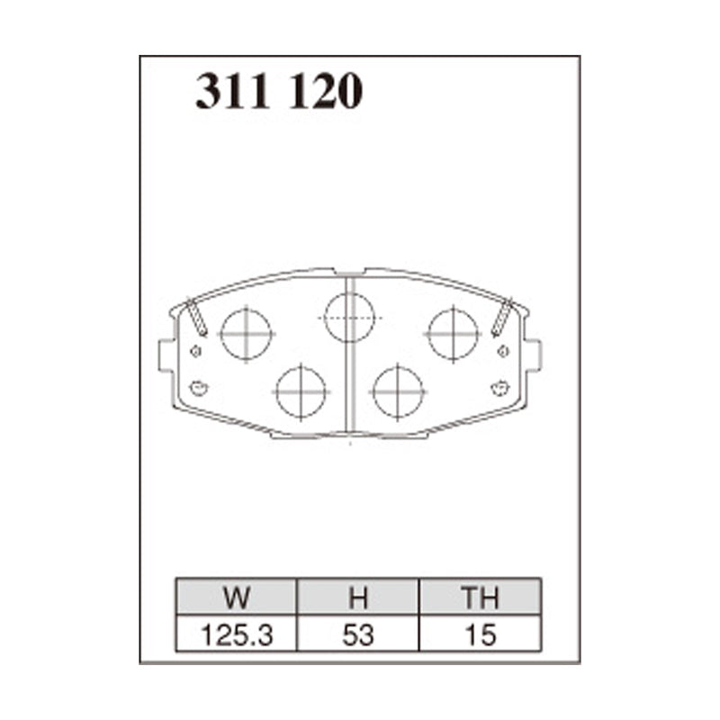 Dixcel ES Type Brake Pads - Front - Supra JZA70, Soarer GZ20 MZ20 MZ21 - pad shape diagram