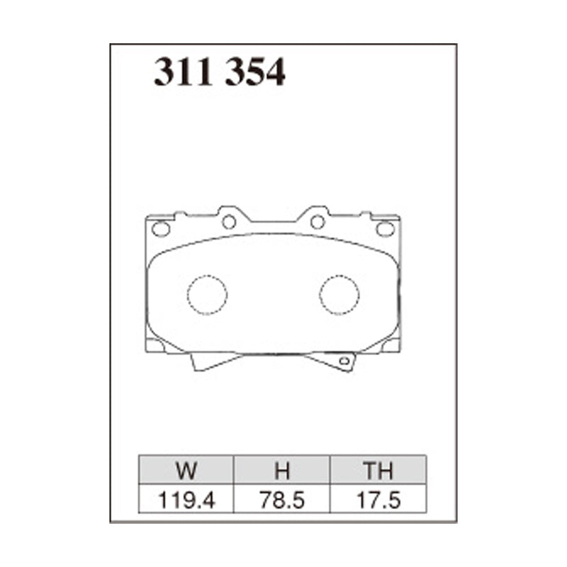 Dixcel ES Type Brake Pads - Front - Land Cruiser UZJ100W/HPJ101K - pad shape diagram