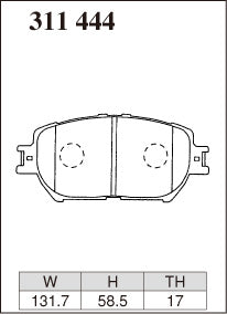 Dixcel M Type Brake Pads - Front - Toyota Crown GRS184 (Athlete) - pad shape diagram