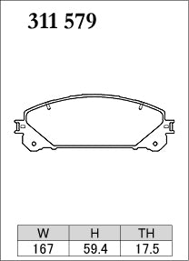 Dixcel M Type Brake Pads - Front - Toyota Alphard ATH10W (G's) - pad shape diagram