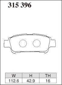 Dixcel Z Type Brake Pads - Rear - Toyota Alphard ATH10W (2003-2008) - pad shape diagram
