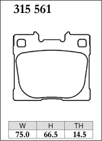 Dixcel Z Type Brake Pads - Rear - GR Yaris GXPA16 - pad shape diagram