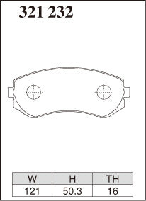 Dixcel Z Type Brake Pads - Front - Nissan Silvia PS13 (NA) - pad shape diagram