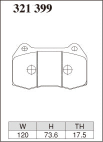 Dixcel S Type Brake Pads - Front - Nissan Skyline GTR BCNR33 - pad shape diagram