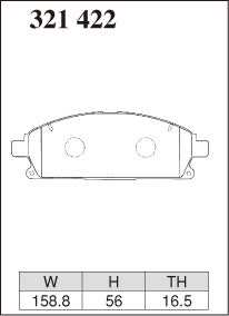 Dixcel ES Type Brake Pads - Front - Honda Elysion RR3 - pad shape diagram