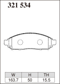 Dixcel ES Type Brake Pads - Front - Nissan Leaf ZE0 (2010-2013) - pad shape diagram