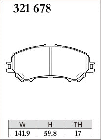 Dixcel Z Type Brake Pads - Front - Nissan X-Trail NT32 (5-seater) - pad shape diagram