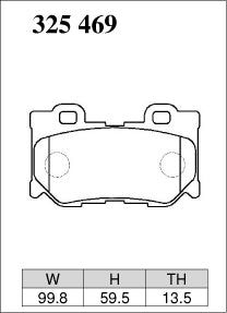 Dixcel M Type Brake Pads - Rear - Nissan 300ZX Z32 (2008-2022) - pad shape diagram