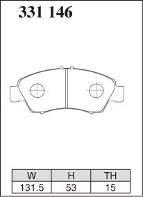 Dixcel Specom Beta Type Brake Pads - Front - Honda Civic EG5 (without ABS) - pad shape diagram