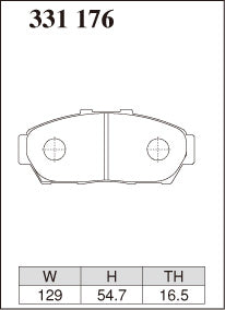 Dixcel Specom Beta Type Brake Pads - Front - Honda Integra Type R DB8 (Si/Si-R; TYPE-R 96 Spec) - pad shape diagram