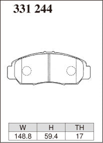 Dixcel M Type Brake Pads - Front - Honda Stepwgn RG3 (2005-2009) - pad shape diagram