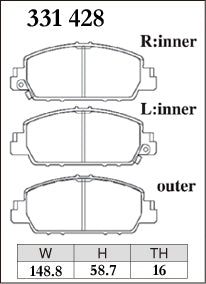 Dixcel S Type Brake Pads - Front - Honda Stepwgn RG3 (2015-2022) - pad shape diagram