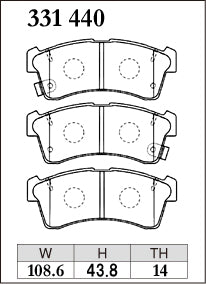 Dixcel ES Type Brake Pads - Front - Honda Jazz/Fit GK3 (G) - pad shape diagram