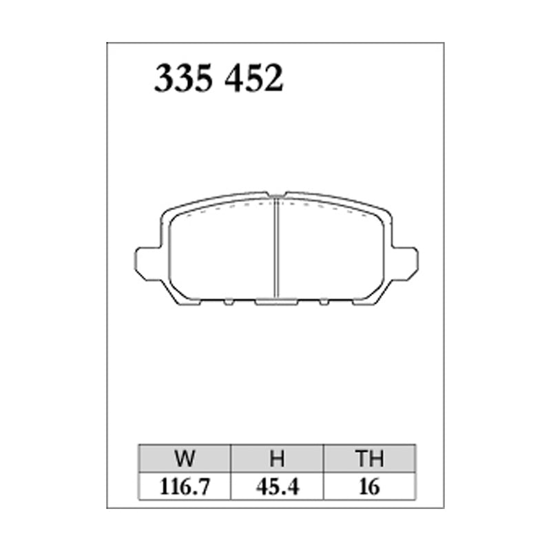 Dixcel ES Type Brake Pads - Rear - CRZ ZF2 - pad shape diagram
