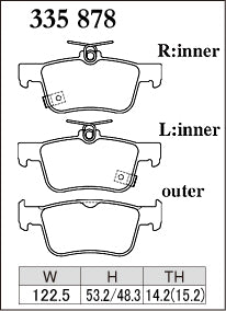 Dixcel M Type Brake Pads - Rear - Honda Civic FL1 - pad shape diagram