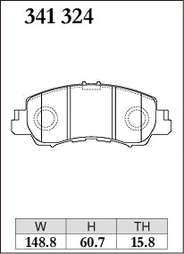 Dixcel ES Type Brake Pads - Front - ES 341 324 - pad shape diagram