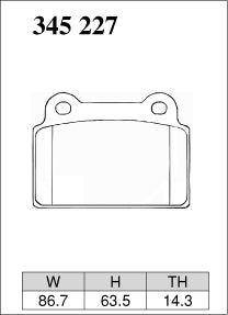 Dixcel RA Type Brake Pads - Rear - Mitsubishi Lancer Evolution CZ4A (Evo.X) - pad shape diagram