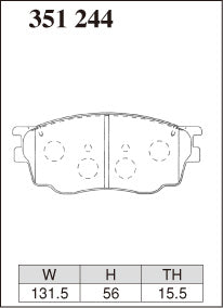 Dixcel Z Type Brake Pads - Front - Mazda Atenza GY3W (FF 23C/23S/23EX) - pad shape diagram