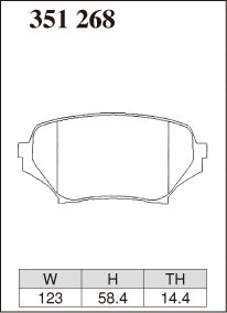 Dixcel Specom Beta Type Brake Pads - Front - Mazda MX5 NB8C (2005-2015) - pad shape diagram