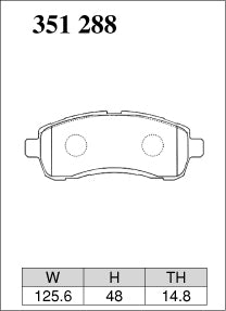 Dixcel M Type Brake Pads - Front - Mazda Mazda2 DE5FS (15C (14/15inch wheel)) - pad shape diagram