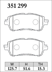 Dixcel S Type Brake Pads - Front - Mazda Demio DJ3FS - pad shape diagram