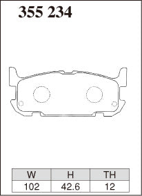Dixcel ES Type Brake Pads - Rear - Mazda MX5 NB8C (2000-2005) - pad shape diagram