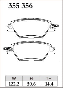 Dixcel ES Type Brake Pads - Rear - CX-9 - pad shape diagram