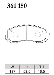 Dixcel M Type Brake Pads - Front - Subaru Impreza GH3 (2011-2011) - pad shape diagram