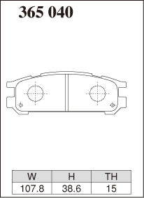 Dixcel Z Type Brake Pads - Rear - Subaru Impreza GF8 (A-C; B; D-E) - pad shape diagram