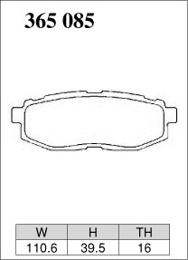 Dixcel Z Type Brake Pads - Rear - Subaru Impreza GH7 (STi A-Line) - pad shape diagram