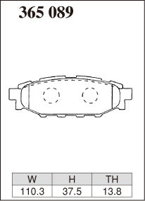 Dixcel Z Type Brake Pads - Rear - Subaru Legacy BM9 (2.5i / 2.5i L Package; 2.5i B SPORT; 2.5i EyeSight) - pad shape diagram