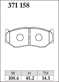 Dixcel ES Type Brake Pads - Front - Suzuki Swift ZC83S (2W XG Limited Safety Support; XG Rear DRUM) - pad shape diagram