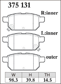 Dixcel R01 Type Brake Pads - Rear - Suzuki Swift ZC32S - pad shape diagram