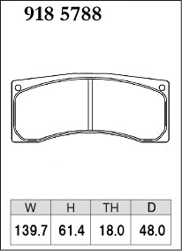 Dixcel RE Type Brake Pads - Front - DX4PC4134 TH18 - pad shape diagram