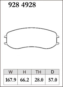 Dixcel GT Type Brake Pads - Front - Porsche 991 CUP PFC - pad shape diagram