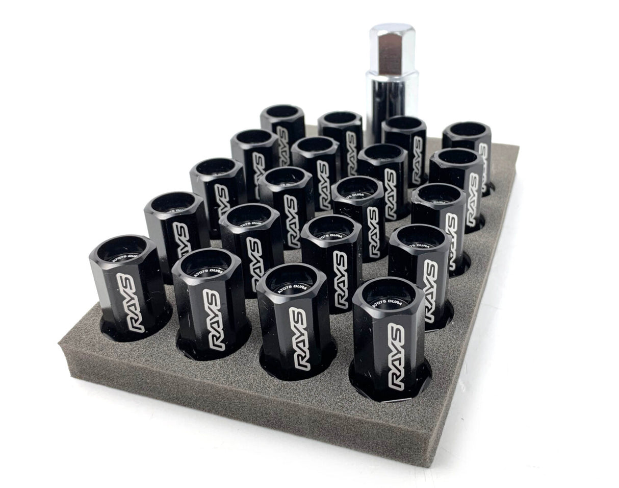 Rays Dura Nuts Straight Lock and Nut Set-M12x1.25-Black
