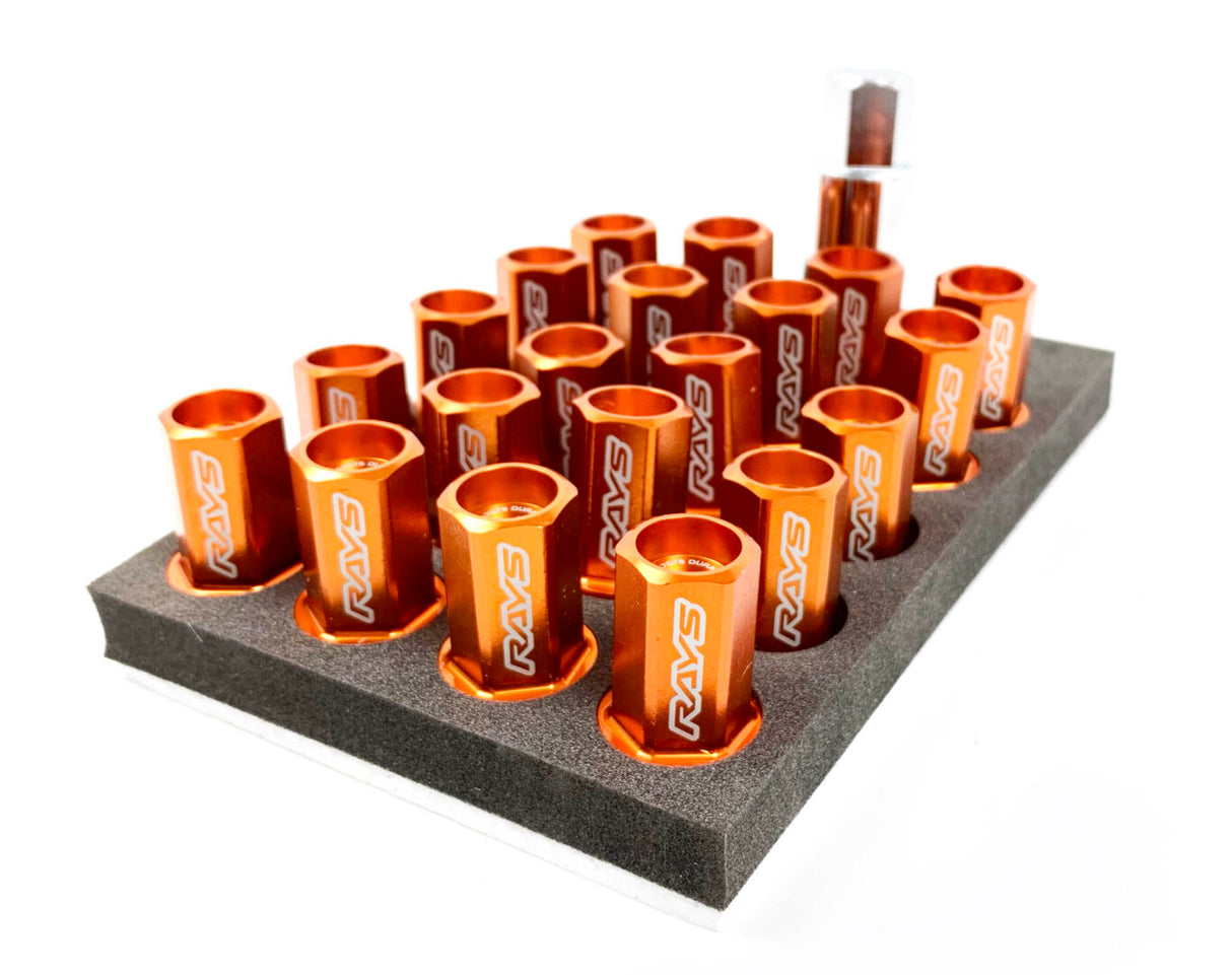 Rays Dura Nuts Straight Lock and Nut Set-M12x1.25-Orange