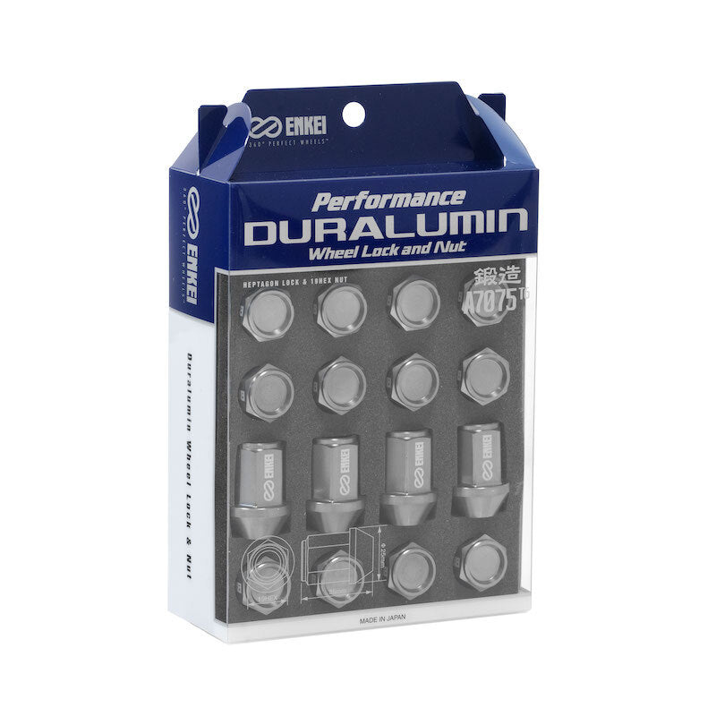 Enkei Duralumin Wheel Nut and Lock Set - Smoked Silver - M12x1.25 - 16