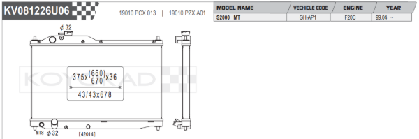 Koyorad Performance Aluminium Radiator - S2000 (36mm Core)