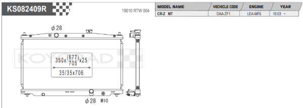 Radiador de aluminio de alto rendimiento Koyo - CRZ