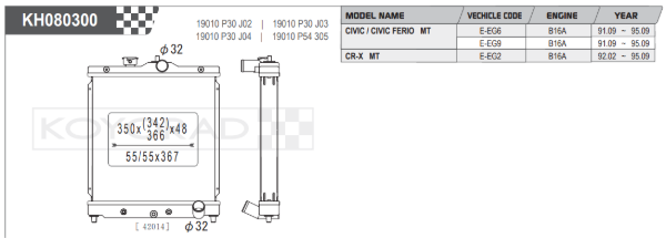 Koyorad Performance Aluminium Radiator - Civic EK9 (53mm Core)