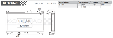 Koyorad Performance Aluminium Radiator  - Mazda Savanna / RX-7 manual FD3S 93-97 (53mm Core N Flo)