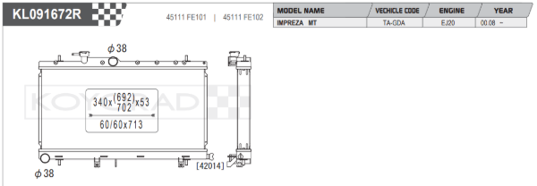 Koyorad Performance Aluminium Radiator - Impreza WRX STI GDB (53mm Core)