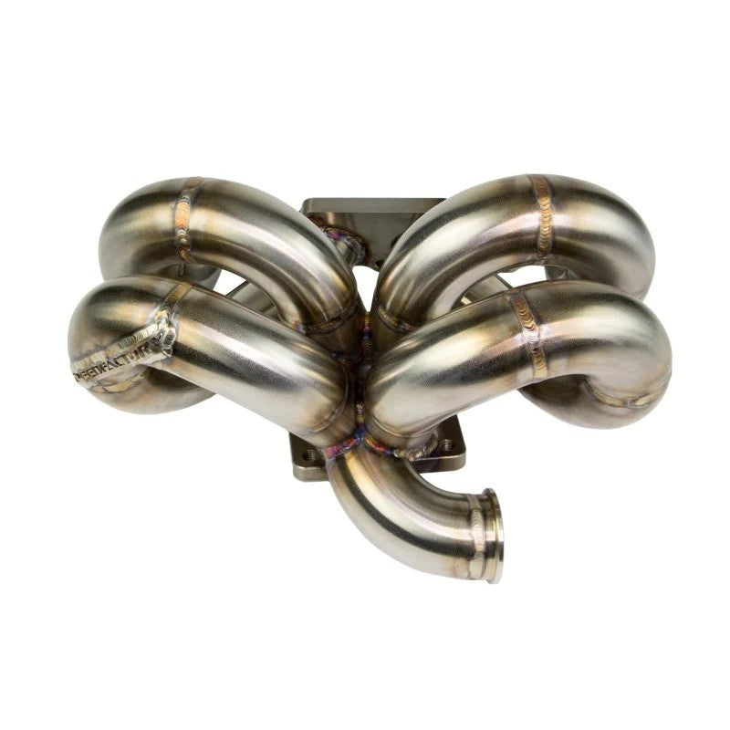 Colector turbo de acero inoxidable SpeedFactory Ramhorn Serie D T3 de 38-40 mm con banda en V y conexión a tierra compatible con aire acondicionado