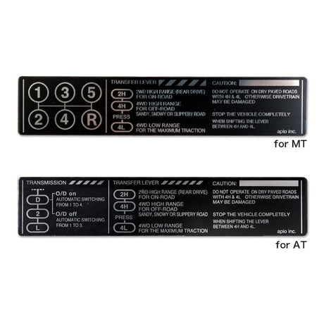 APIO Shift Pattern Plate, Automatic - Suzuki Jimny (2018+) - torquegt