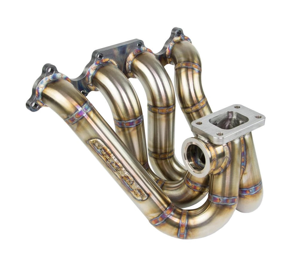 Colector turbo de acero inoxidable SpeedFactory, montaje superior, estilo serie B, brida T3, ancho de banda en V de 38-40 mm